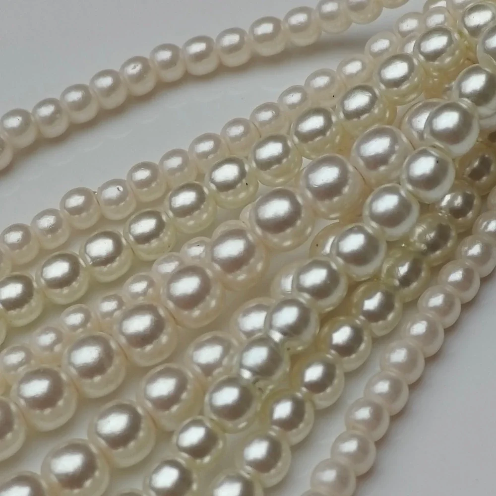 Cream Faux Pearl Multi Strand Tassel Keychain Bag Charm Silver Tone Clasp 5in